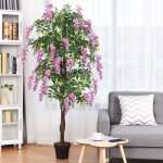 Giantex arbre artificiel h 180 cm - plante artificielle wisteria d�corative avec tronc - pour int�rieur ...