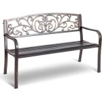Giantex banc 2 à 3 places art fer forgé effet laiton antique extérieur ou intérieur dimension 127x60x85cm ... Giantex banc 2 à 3 places art fer forgé effet laiton antique extérieur ou intérieur dimension 127x60x85cm ...