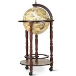 Giantex bar roulant original porte - bouteille globe terrestre mappemonde support en bois deucalyptus ...