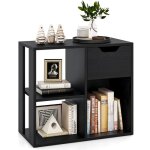 Giantex bibliothque en bois  3 cubes meuble de rangement  2 niveaux avec tiroir 60 x 30 x 53 cm noir ...