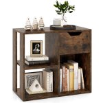 Giantex bibliothque en bois  3 cubes meuble de rangement  2 niveaux avec tiroir 60 x 30 x 53 cm style ...