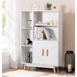 Giantex bibliothque ouverte sur pieds style contemporain avec armoire de rangement et 5 compartiments ...