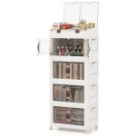 Giantex bo�te de rangement avec roues 210l en plastique - 4 caisses pliables et empilables � portes - ...