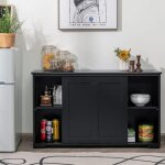 Giantex buffet de cuisine  3 tages - 2 portes coulissantes - tagre rglable - meuble bas de rangement ...