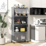 Giantex buffet de cuisine � 5 niveaux avec 4 roulettes 4 portes escamotables meuble de rangement pour ...