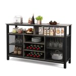 Giantex buffet de cuisine casier � vin pour 8 bouteilles et porte - verres 9 �tag�res salle � manger ...