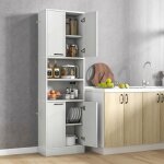 Giantex buffet de cuisine h190 cm  6 etages - 2 placards avec 4 portes + 2 compartiments - meuble de ...