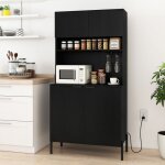 Giantex buffet de cuisine moderne - station de charge - 4 portes - �tag�res r�glables - armoire de rangement ...