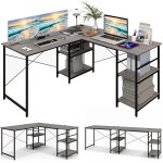 Giantex bureau informatique dangle rversible en forme l - 151x 151cm - table dordinateur - 4 tagres ...