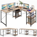Giantex bureau informatique dangle r�versible en forme l - 151x 151cm - table dordinateur - 4 �tag�res ...