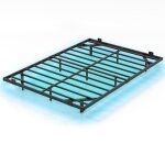Giantex cadre de lit 200x140 cm lit 2 personnes lumieres led r�glable 12 lattes m�talliques but�es antid�rapan ...