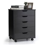 Giantex caisson de bureau 5 tiroirs  roulettes - commode meuble de rangement - support dimprimante - ...