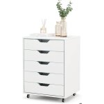 Giantex caisson de bureau 5 tiroirs � roulettes - commode meuble de rangement - support dimprimante - ...