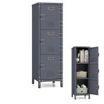 Giantex caisson de bureau en m�tal - 3 portes verrouillables - 2 �tag�res amovibles - 30x35x100 cm - ...