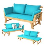 Giantex canap lit de jardin extensible - 2 place - coussin - oreiller - fsc - fauteuil extrieur&intrieur ...
