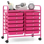 Giantex - chariot de rangement avec 12 tiroirs aamovibles - 64x38x62cm - tour de rangement � roulettes ...