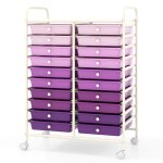 Giantex chariot de rangement � 20 tiroirs - tour de rangement - cadre en m�tal - 4 roulettes - salonchambre ...