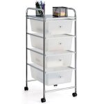 Giantex chariot de rangement - 4 tiroirs amovibles - tour de rangement - cadre en m�tal - 4 roulettes ...