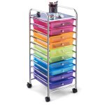 Giantex chariot de rangement - tour de rangement - cadre en mtal - 10 tiroirs - 4 roulettes - salonchambre ...