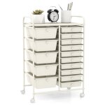Giantex chariot de rangement - tour de rangement - cadre en m�tal - 10 tiroirs - 4 roulettes - salonchambre ...
