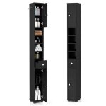 Giantex colonne de salle de bain etroit - 20x20x180cm - 5 etag�res r�glables - armoire de rangement � ...
