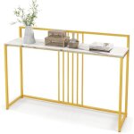 Giantex console meuble entr�e 1 etage - imprim�e marbre dor� - table console scandinave pour salon - ...