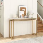 Giantex console meuble entr�e - imprim�e marbre dor� - 120x 30x 81 cm - table console scandinave pour ...
