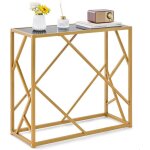Giantex console meuble entre - plateau en verre tremp - cadre en mtal dor - table console scandinave ...