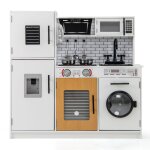 Giantex cuisine enfants en bois 3 + ans four evier machine � laver t�l�phone lumi�res sons set de jouets ...