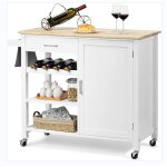 Giantex desserte de cuisine roulant - tiroir - 3 tagres - armoire avec porte - plateau en chne - porte ...