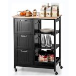 Giantex desserte de cuisine � roulettes - 3 tiroirs - 2 �tag�res ouvertes - plateau amovibles - comptoir ...