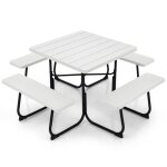 Giantex ensemble salon de jardin - 8 personnes - table carr�e de pique - nique / jardin avec trou de ...
