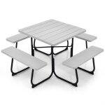 Giantex ensemble salon de jardin - 8 personnes - table carr�e de pique - nique / jardin avec trou de ...