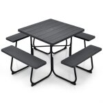 Giantex ensemble salon de jardin - 8 personnes - table carr�e de pique - nique / jardin avec trou de ...