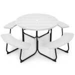 Giantex ensemble salon de jardin ext�rieur - 8 personne - table de pique - nique / jardin avec trou de ...