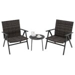 Giantex ensemble table et chaise de jardin 2 personnes table dextrieur avec 2 chaises en rotin pe cadre ...