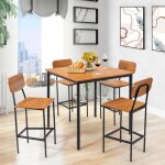Giantex ensemble table  manger avec 4 chaises - chaise avec repose - pieds et dossier - pieds en mtal ...