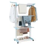 Giantex �tendoir / s�choir � linge pliable � roulettes - 4 niveaux - 24 rails de s�chage + 2 porte - ...