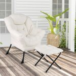 Giantex fauteuil relax avec repose - pied pliable + oreiller + poche latrale - fauteuil rembourr moderne ...