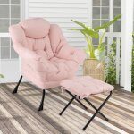 Giantex fauteuil relax avec repose - pied pliable + oreiller + poche latrale - fauteuil rembourr moderne ...
