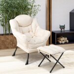 Giantex fauteuil relax avec repose - pied pliable et oreiller - fauteuil rembourr moderne - pour salon ...