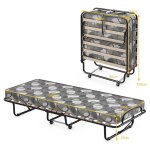 Giantex lit dappoint pliable 80x190cm - lit 1 place à 4 roulettes avec 15 lattes - matelas en mousse ... Giantex lit dappoint pliable 80x190cm - lit 1 place à 4 roulettes avec 15 lattes - matelas en mousse ...