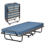 Giantex lit dappoint pliable 80x190cm - lit 1 place  4 roulettes avec matelas en mousse  mmoire - ...
