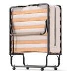 Giantex lit dappoint pliable 90x200cm - lit 1 place � roulettes avec 17 lattes - matelas en mousse � ...