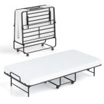 Giantex lit dappoint pliant 194 x 90 cm avec roulettes et matelas en mousse cadre en mtal charge 220 ...