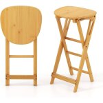 Giantex lot 2 tabourets de bar pliants en bambou - chaises hautes avec repose - pied - sans montage - ...