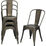 Giantex lot 4 chaises salle  manger empilables - cadre en fer - style industriel - pour cuisine / bar ...