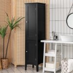 Giantex meuble colonne de salle de bain 160 cm - 2 portes + 5 niveaux detages - armoire haute meuble ...