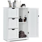 Giantex meuble / colonne salle de bain - 3 tiroirs + placard  2 etages - tagre rglable - pour salonchambre ...