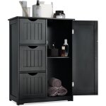 Giantex meuble / colonne salle de bain - 3 tiroirs + placard � 2 etages - �tag�re r�glable - pour salonchambre ...